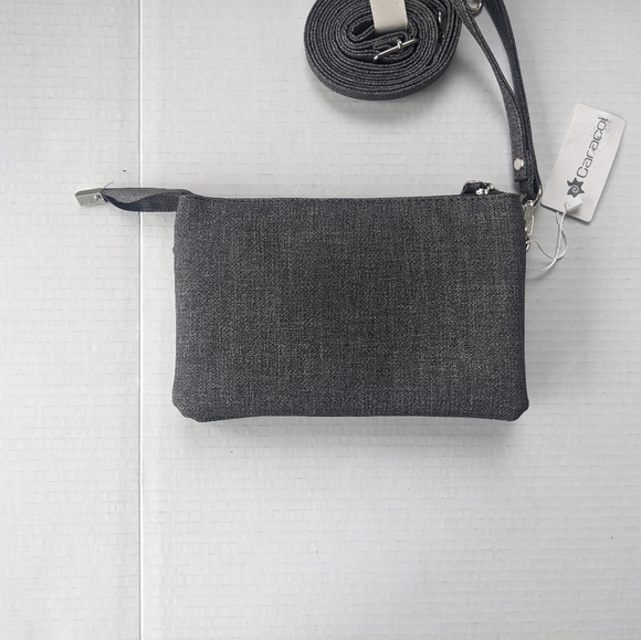 Caracol VEGAN TEXTURED LEATHER "GREY TWEED LOOK" CROSSBODY BAG WRISTLET … - Picture 14 of 15